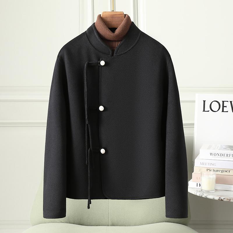 

Women s Short Double-Sided Wool Coat - Chinese Style, Spring & Autumn 2025 Small