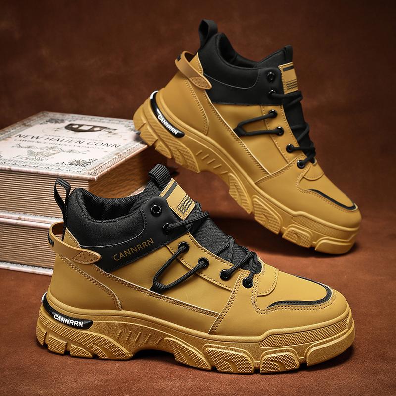 

Мужские ботинки осенние мужские туфли новые высокие удобные нескользящие уличные спортивные туфли на платформе со шнуровкой Botas Para Hombre 44 жёлтый