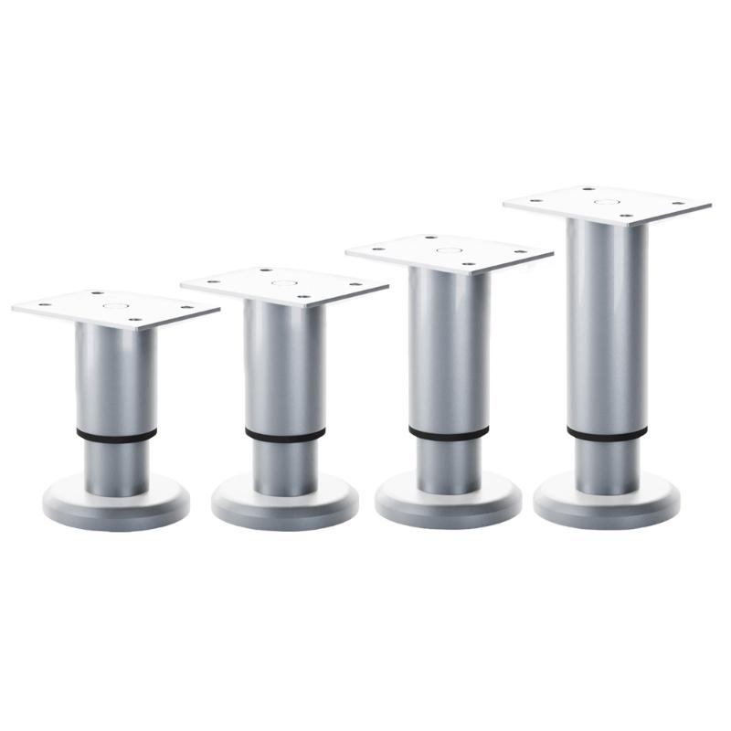 4Pcs Height Adjustable Furniture Legs Metal Round Cabinet Feet Replacement Support Legs for Drawer Dresser Table Couch