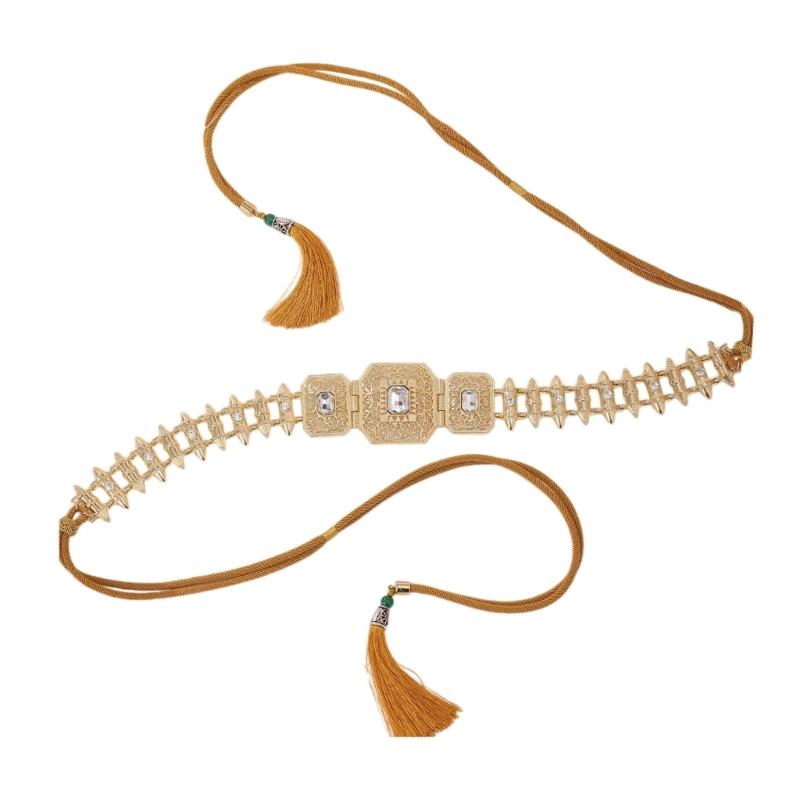 A52E Moroccan Waist Chain Belly Chain Belt Ethnic Wedding Belt Belly Chain for Dress