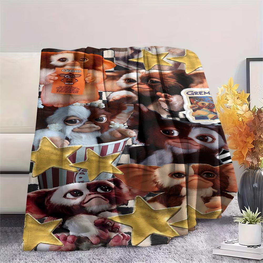1PC Gremlins Print Flannel Blanket, High quality All Seasons, Home Decor, Warmth and Comfort, Perfect for Christmas Gifts