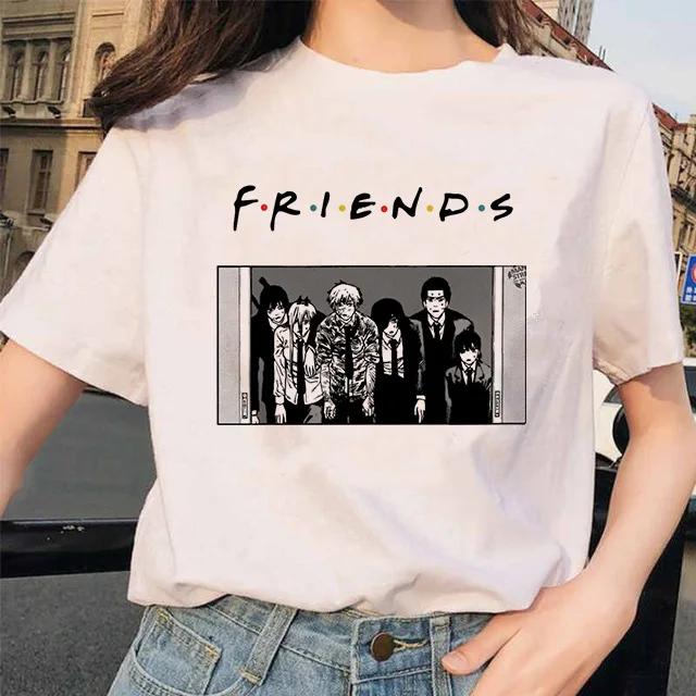 Kettensäge Unisex T-Shirt Damen Japanischer Anime Gotische T-Shirts Grafik Y2k Kleidung Lustiges Cartoon Unisex Kurzarm T-Shirt Oberteile