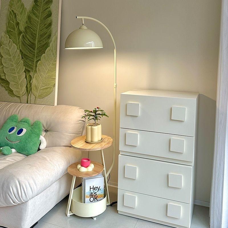 Nordic Cream Floor Lamp with Shelf - Modern Living Room, Study, Bedroom & Bedside Vertical Table Lamp
