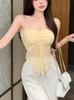 Pure desire sexy babes irregular lace tube top sling vest short slim-fit backless knitted neck top