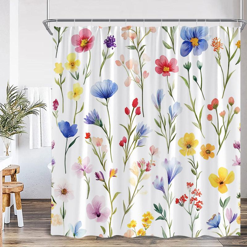 Blue Leaves Shower Curtain Watercolour Plant Eucalyptus Leaf Modern Simple Home Bathroom Decor Fabric Bath Curtains With Hooks