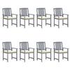 Garden Chairs and Cushions Set of 8 Solid Acacia Wood