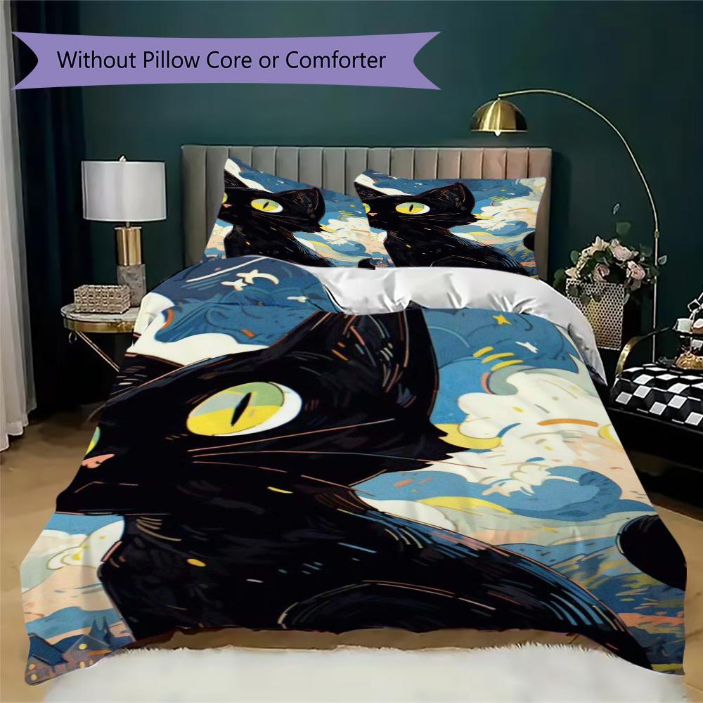 Cat art Pattern Bedding,Quilt Set Quilt Cover Pillowcase Home Birthday Gift (1*duvet cover+2*pillowcase,without core)ZSJT0917311