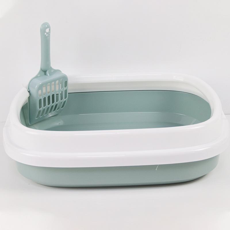 Cat Litter Box with Scoop Removable Semi-Enclosed Anti-Splash Cat Toilet 40x33.5x12cm