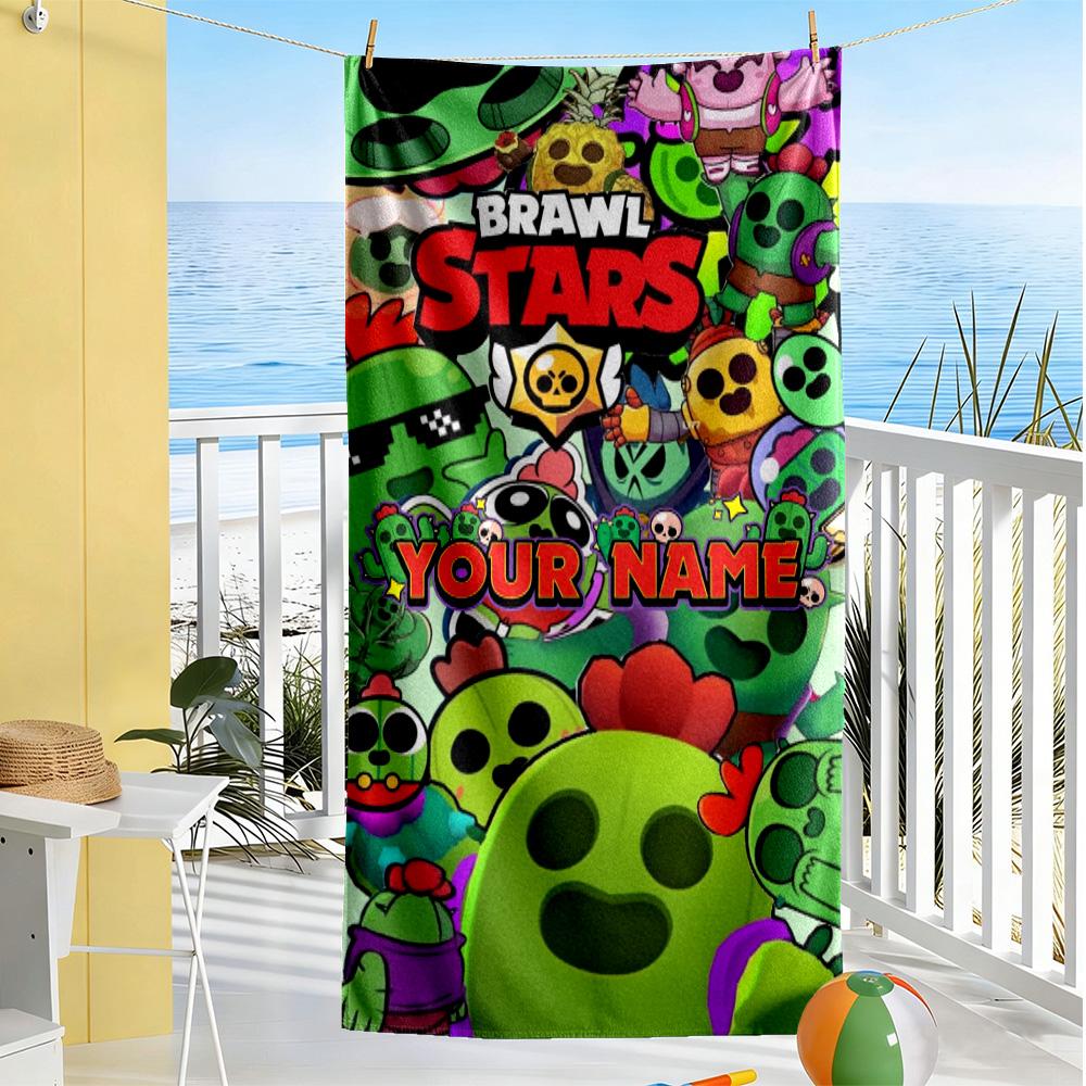 Supercell Customize Text Beach Towel High Absorbency & Quick-Dry Suitable for Swimming Gym Camping Yoga Vacation
