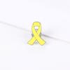 Pack of 10 Anti-Violence Awareness Pins Yellow Ribbon Shape Brooches Stylish Enamel Breastpins Colorful Badges Ornament
