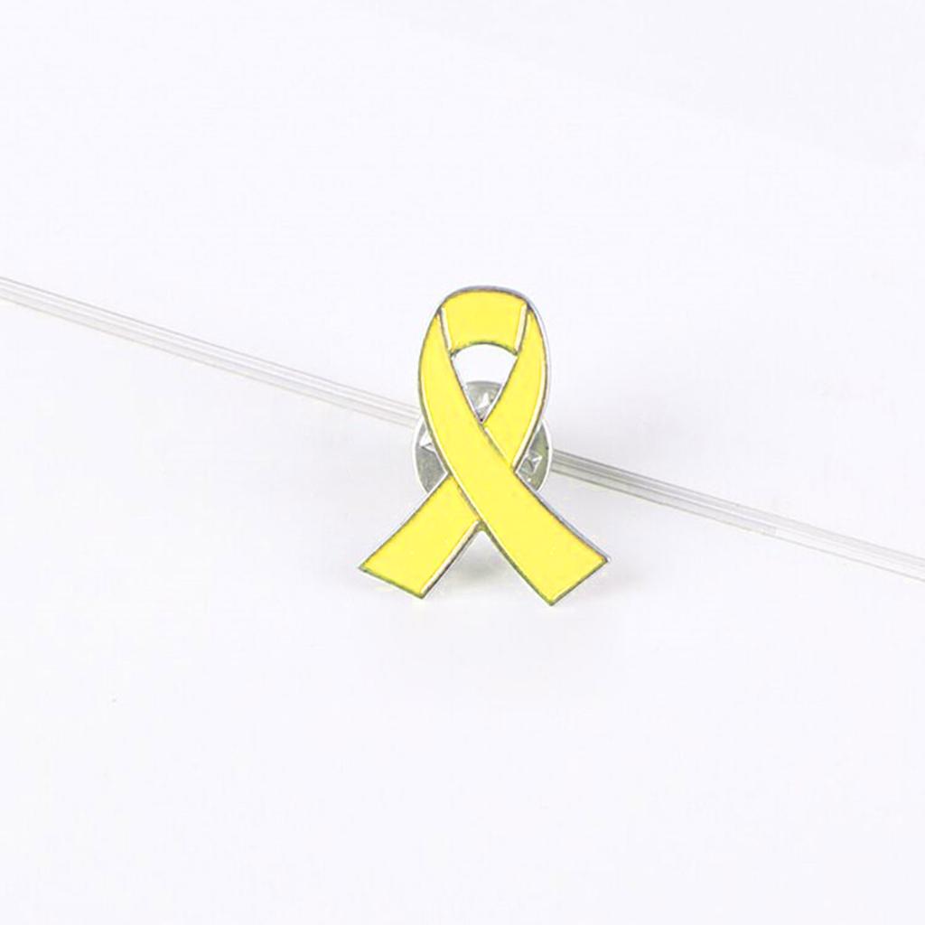 Pack of 10 Anti-Violence Awareness Pins Yellow Ribbon Shape Brooches Stylish Enamel Breastpins Colorful Badges Ornament