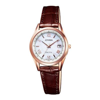 Citizen ES9372-08W ( Ur EXCEED Eco-Drive radiostyret Direct Flight Rempar Model Læderrem Dame)