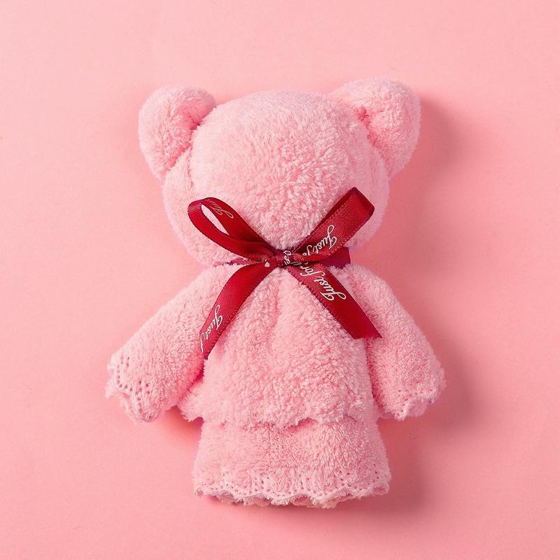 Towel Wedding Gifts Gift Bag Strong Water Absorption Skin Friendly Fun Coral Fleece Decorates Soft Anniversary Gift Bear Shaped
