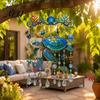 Balcony Hanging Decor Ocean-Themed Wind Chime Decoration, Animal Sun Catcher with Faux Crystal Drops, Underwater World Stained Glass Acrylic Ornament
