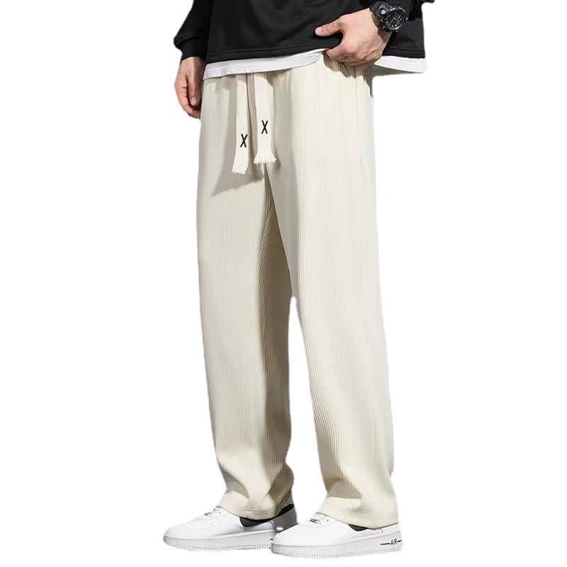 Men's Spring Summer Spring Loose-Fit Straight-Leg Drape Sweatpants Fast-Dry Casual Trousers Lightweight Comfortable Ice Pant