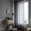 Grey Geometric Tassel American Style Small Window Kitchen Valance Cotton Hemp Semi-shading Bay Window Living Room Bedroom Drapes