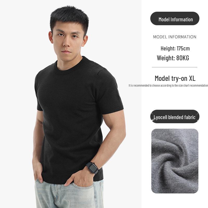 Men s High-End Knit Sweater: Autumn/Winter Warm Round Neck Base Layer XXXXL чёрный