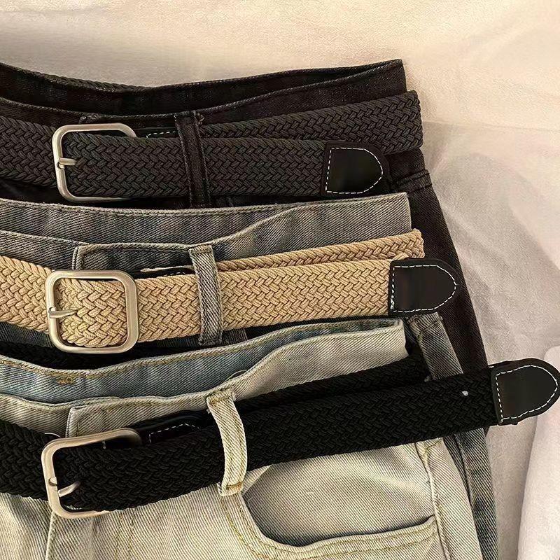 Stylish Canvas Belt For Men And Women With Unique Square Buckle Trendy Design