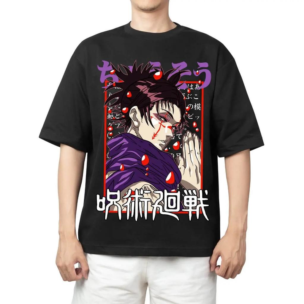 Jujutsu Kaisen Satoru Gojo "Hollow Purple" Anime Black Comfortable Fashion Vintage Double-Sided Band Graphic Print Women And Men T-shirts