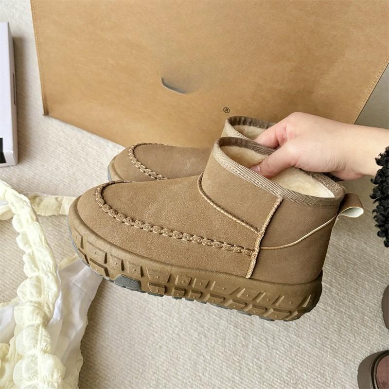 

Модные ботинки на платформе женские 2025 новые зимние короткие с флисовой подкладкой, утолщенные, универсальные, теплые и увеличивающие рост, повседневные хлопковые туфли 40
