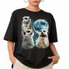 Three Meerkats Moon Graphic Tee, Retro Animal Lover Shirt