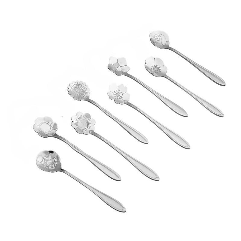Creative Flower Spoon Stainless Steel Tableware Spoon Dessert Spoon Milk Tea Coffee Spoon