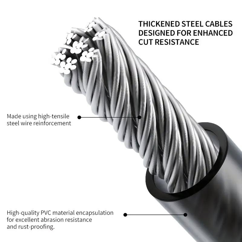 High-Security 4-Digit Bike Lock - Reinforced Steel Cable for Bikes/Scooters/Motorcycles - Easy-to-Remember Combination 4