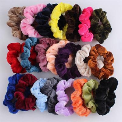 Korean Style Hair Accessories: Flannel Hair Bands, Ponytail Bands, and Large Intestine Hair Bands In Multiple Colors.