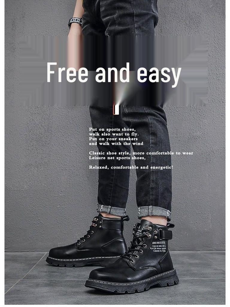 Men's High-Top Winter Martin Boots – Thick Velvet, Warm, Trendy, Versatile, Casual, Thick-Soled Snow Shoes