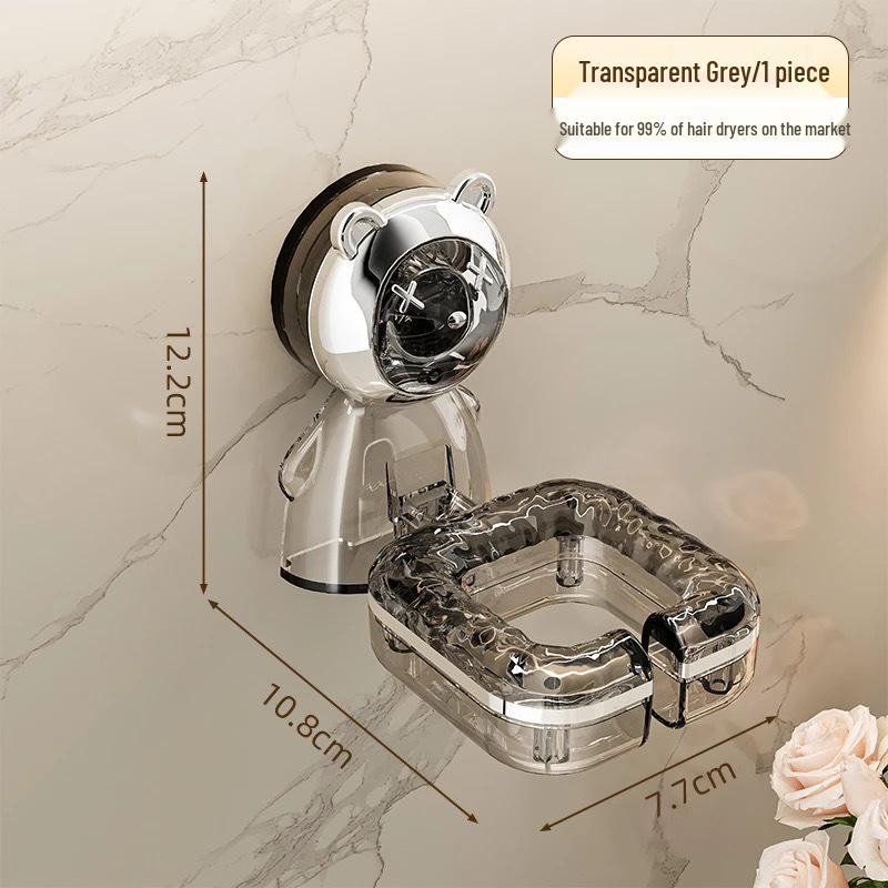 

Настенный держатель для фена без сверления и полка для хранения для ванной комнаты прозрачный/серый