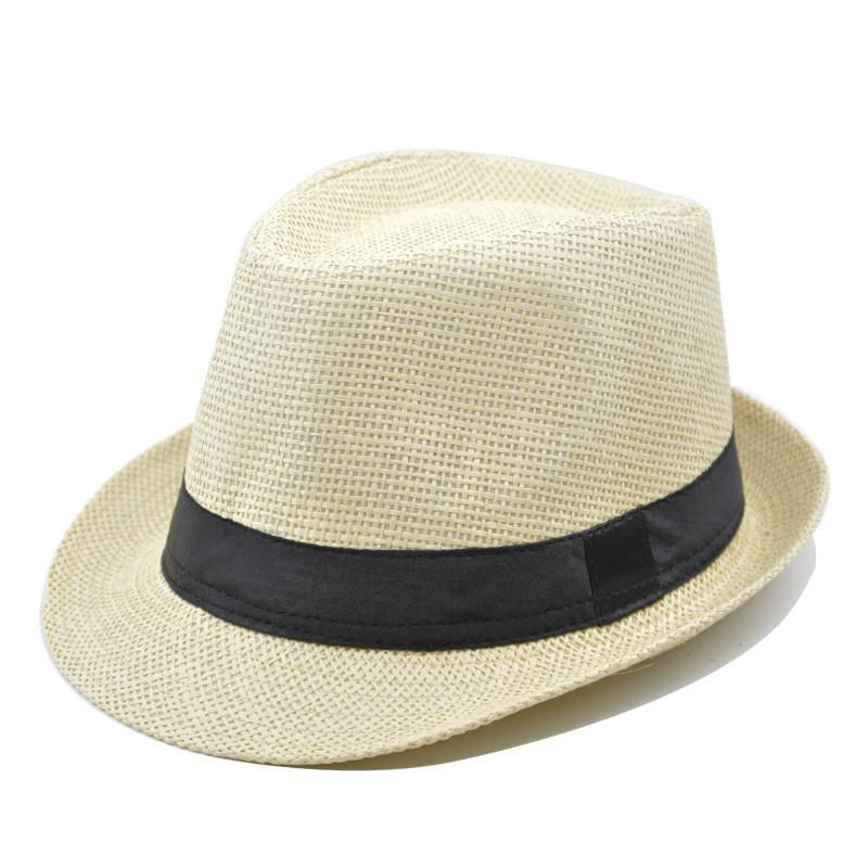 Hat Vintage Sunshade Hollowedout Gentleman Straw Hat With Rolled Edge Jazz Belt