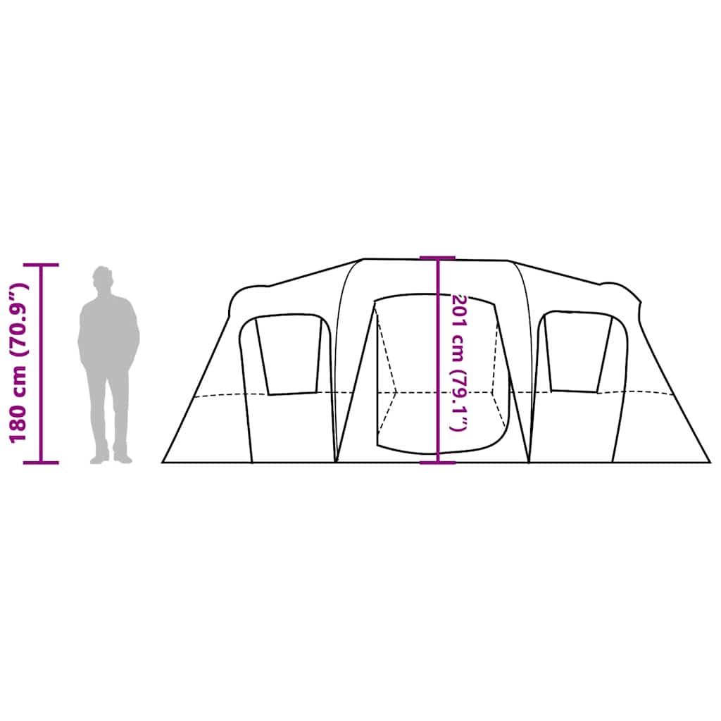 Tunnel Family Tent for 16 Persons Gray Waterproof