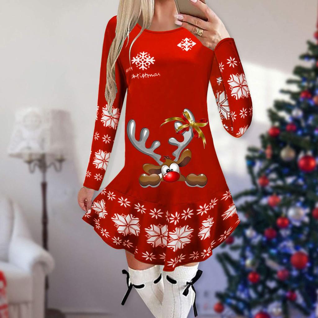 Women's Christmas Printed Dress Base Shirt