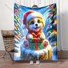 Festive Christmas Gift Design Pattern Blanket Flannel Material Soft Warm for All Seasons Home Outdoor Camping Picnics RV