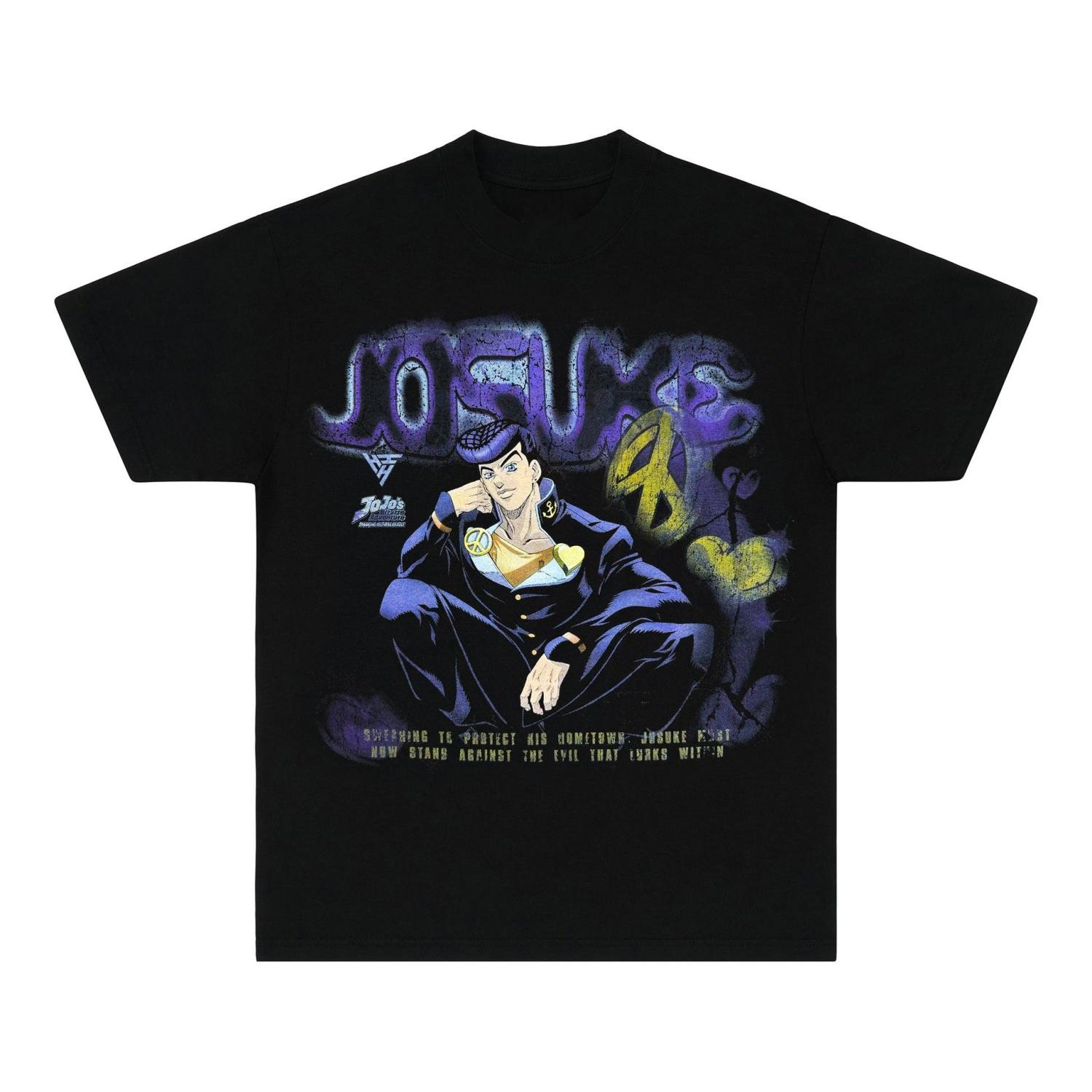 

JOJO JOSEPH JOSUKE Футболка Принт Оверсайз Мужская Короткий Рукав Аниме Манга Хлопок Высокого Качества Уличная Одежда Удобная Женская Мужская Одежда S чёрный