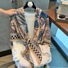 Summer Silk Scarf Sunscreen Shawl High-end Large Square Scarf Fashionable Outdoor Personality Matching Hong Kong-style Literary Temperament Silk Scarf