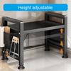 Adjustable Microwave Oven Rack with Hanging Hooks Sturdy Kitchen Counter Storage Portable Carbon Steel Storage Rack