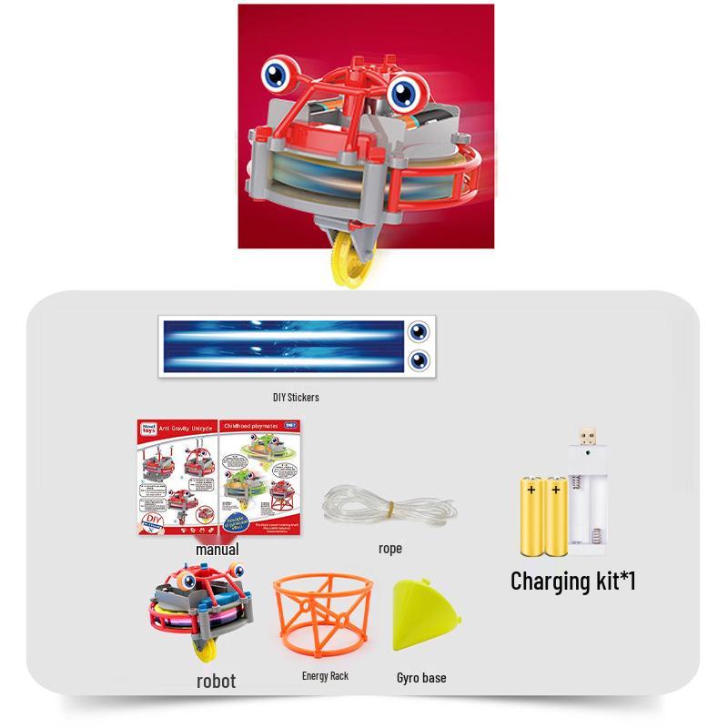 Black Tech Balance Unicycle Robot: Gyroscope Educational Toy for Tightrope Walking