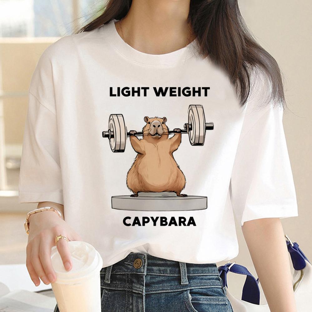 Capybara T-Shirt Damen Designer T-Shirts Mädchen Harajuku Kleidung Sommer Kurzarm T-Shirts