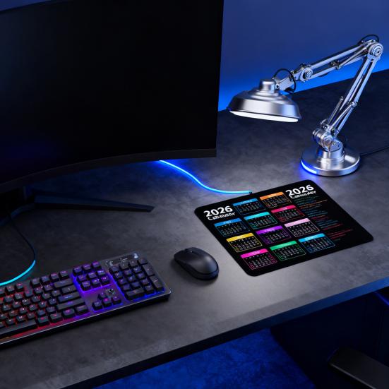 2026 Calendar Mouse Pad with Non-slip Rubber Base Rectangle Waterproof Home Office Gaming Computer Laptop Mousepad Desk Mat PC Accessories