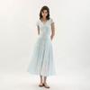 WEDNESDAY DELIGHT Wd_Floral Embroidered Midi Dress_Blue