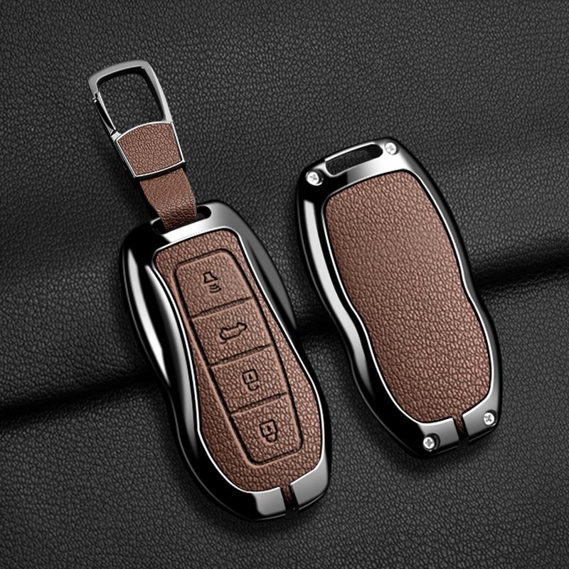 Interior Mouldings 4 Buttons Car Key Cover Case Shell For Ford EQUATOR JMC Plus 5 6 7 Sport EcoBoost Zinc Alloy Leather Protect