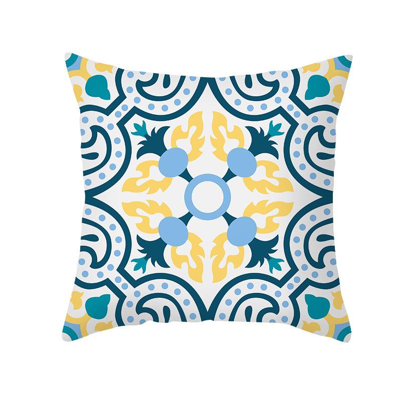 Colorful Geometric Pattern Series Peach Skin Pillowcase Simple Sofa Office Cushion Pillowcase