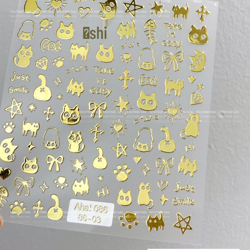 AHa! Samolepky s kočkami - Nové roztomilé kreslené koťátko samolepicí nail art