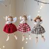 1PC Plush Plaid Skirt Pearl Headdress Christmas Girl Angel Doll Pendant Christmas Tree Decoration Pendant Christmas Tree Embellishment