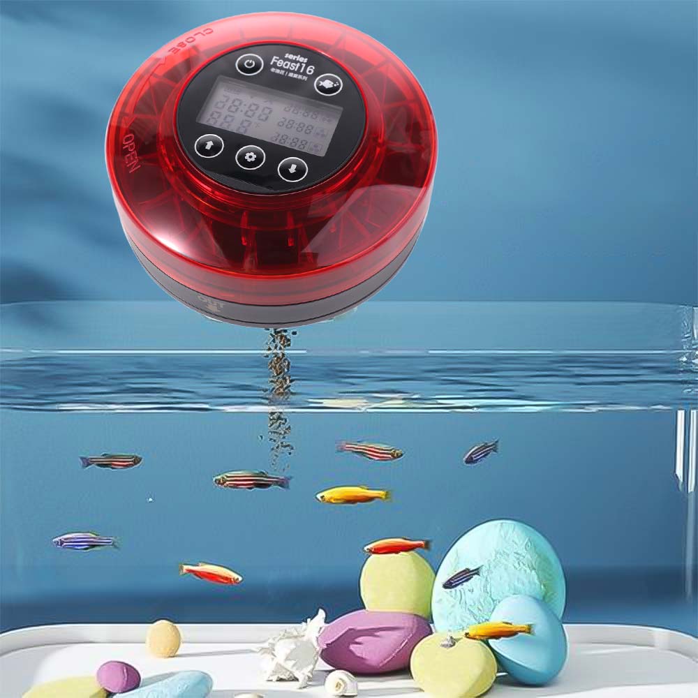 with Timer Fish Auto Feeder Rechargeable LCD Display Aquarium Automatic Food Dispenser with USB Cable Smart Fish Tank Supplies