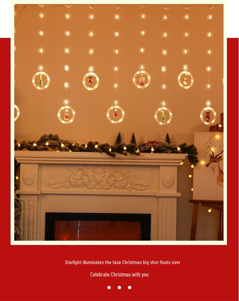 LED Christmas Star Curtain Lights - Festive Atmosphere with Wishing Ball & Flashing Colors
