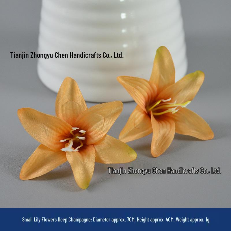 Champagne Silk Imitation Flowers for Hairpins, Hanfu Headdresses, Souvenirs, and Performance Accessories.