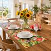 4-Piece Summer Lemon Print Linen Placemat and Napkin Set, Heat and Stain for Kitchen Dining, 430cm
