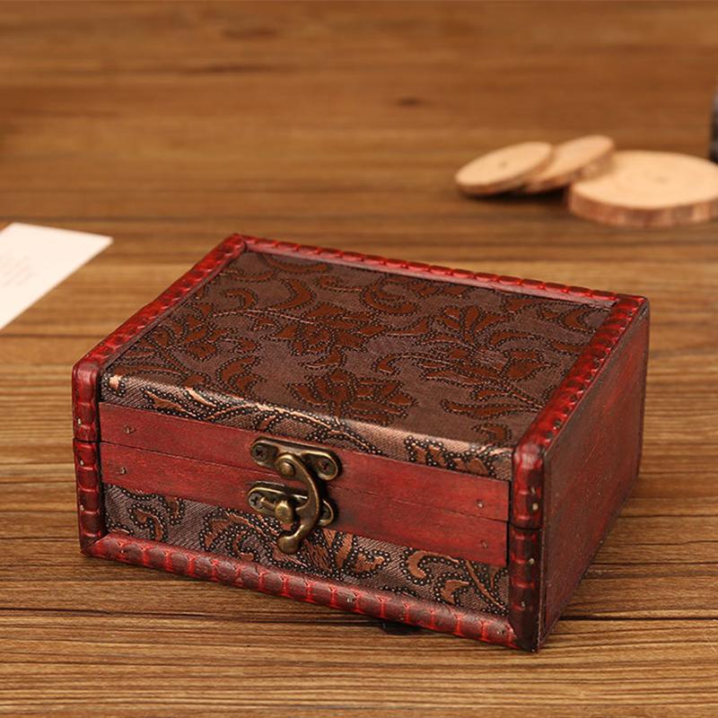 

Винтажный деревянный ящик для хранения, небольшой деревянный сундук для хранения, сундук для пиратских сокровищ с замком, безделушка, ювелирное ожерелье, декоративная коробка